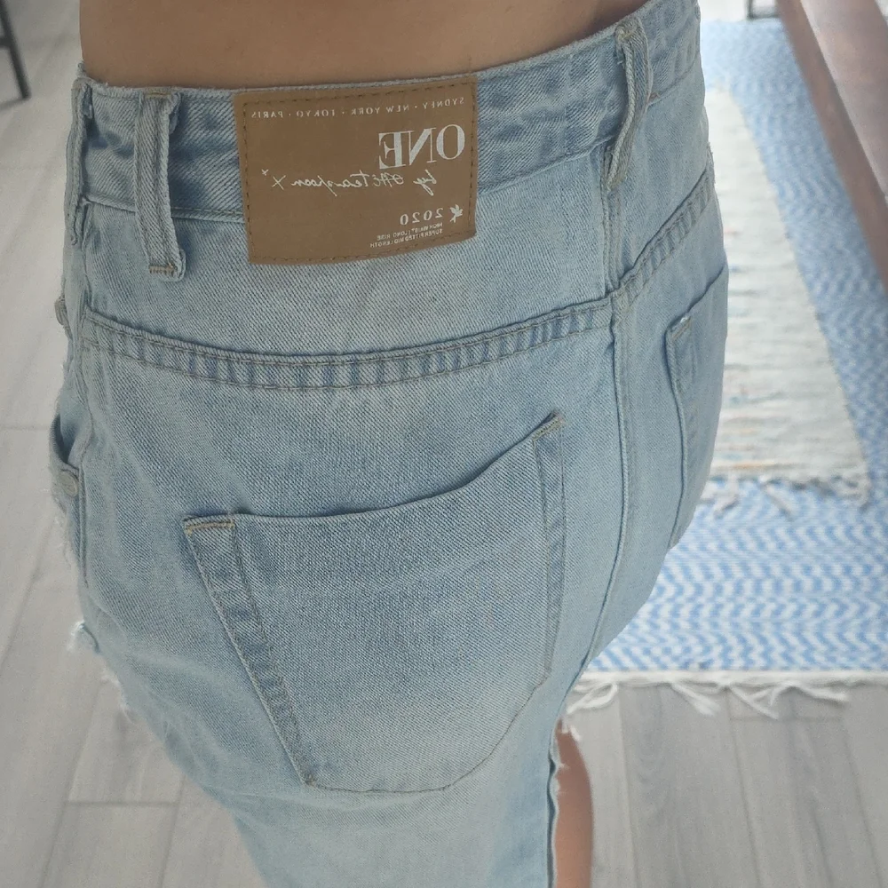 One Teaspoon Light Blue Distressed Denim Midi Skirt - Picture 3 of 3